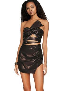 LAMARQUE Karla Mini Dress Brown Metallic NWOT - Size S